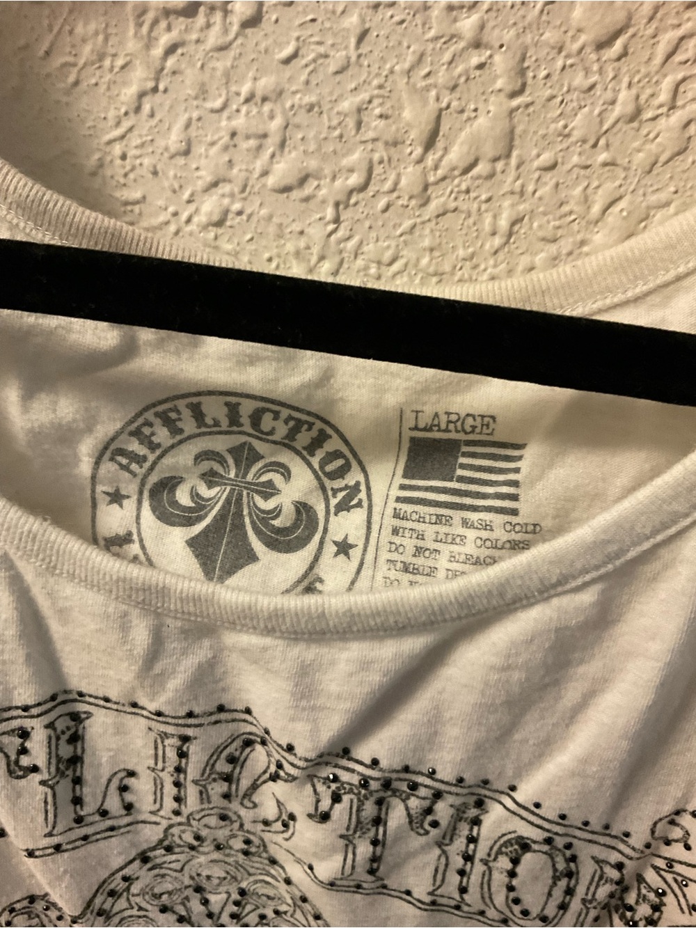 Affliction long sleeve top tee shirt white L - Picture 3 of 7